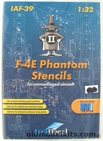 IsraDecal 1/32 Israeli F-4E Phantom Stencils in 1/32 Scale - Four Sheets, IAF-39 plastic model kit